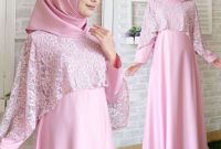 Ide Baju Lebaran Brokat Tldn Baju Gamis Lebaran Brokat Terbaru New Olivia soft Pink