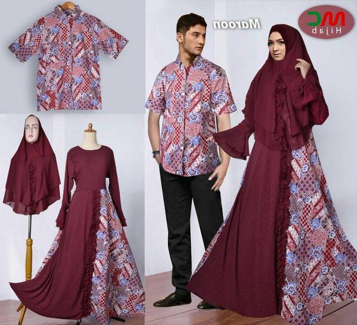 Ide Model Baju Lebaran Batik 2018 8ydm Baju Lebaran 2018 Couple Batik Muslimah Marun Model Baju