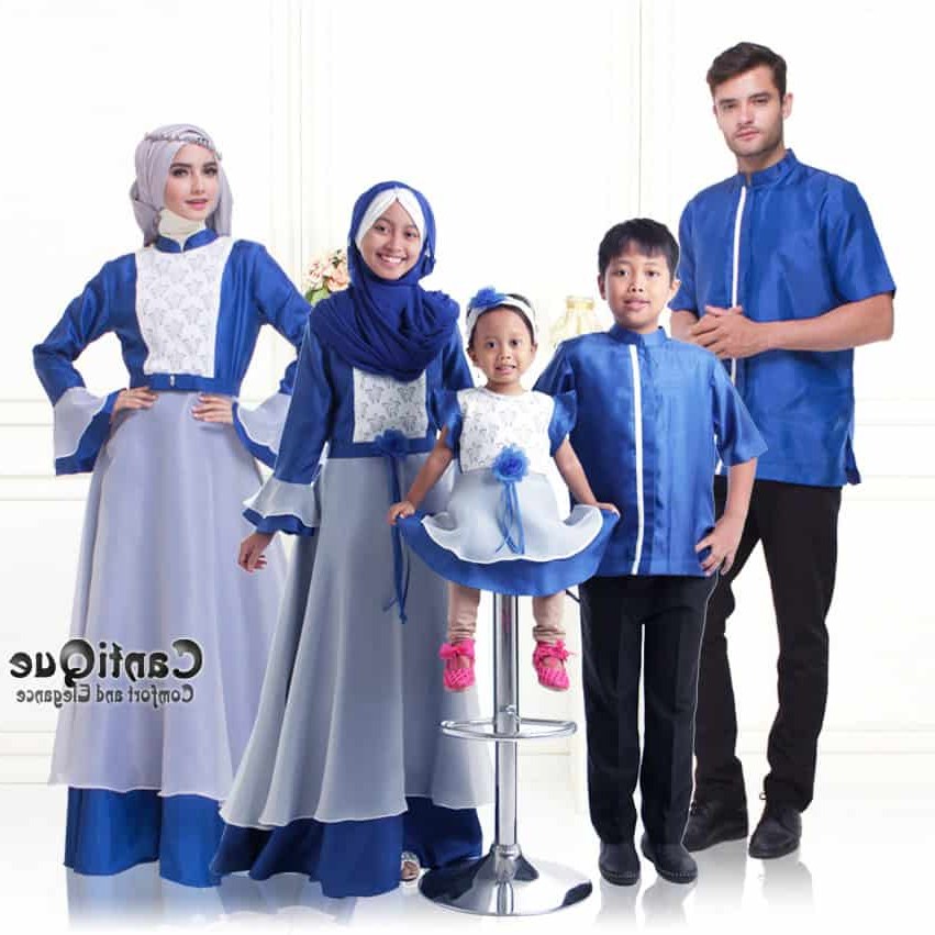 Inspirasi Baju Lebaran Keluarga Warna Biru T8dj Baju Muslim Keluarga – Sarimbit Keluarga Muslim – Cq 1606