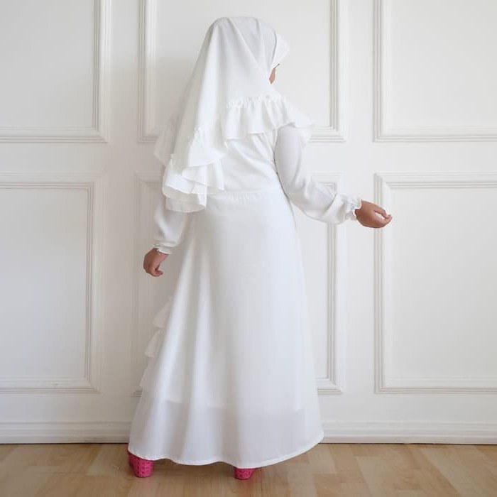 Model Baju Lebaran Putih 3ldq Gamis Putih Anak Perempuan Baju Muslim Syari Anak Lebaran