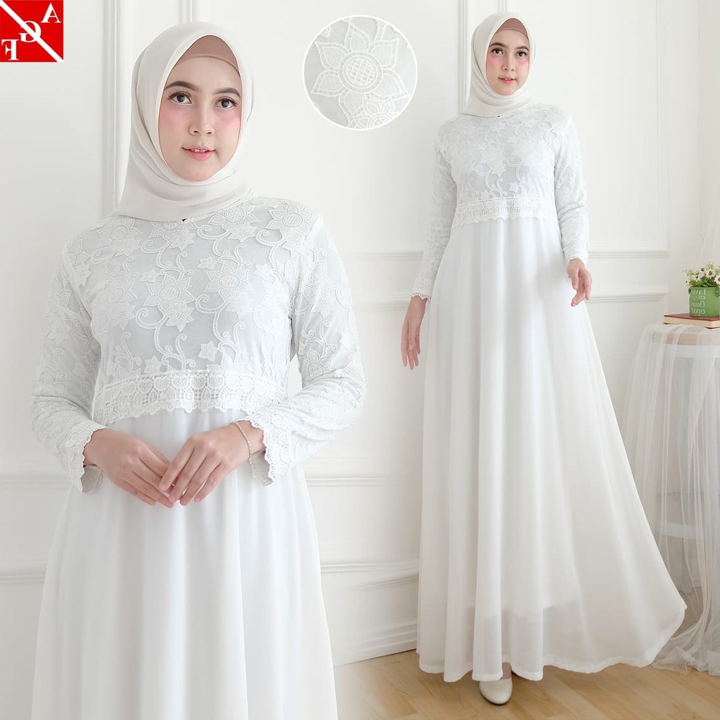 Model Baju Lebaran Putih Txdf Sale Baju Gamis Wanita Brukat Gamis Putih Lebaran