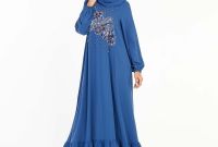 Model Fashion Muslim 2020 S5d8 Blue Abaya Dubai Turkish Hijab Muslim Dress for Women