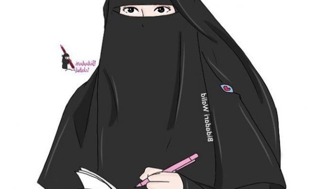Model Muslimah Bercadar Animasi O2d5 Gambar Kartun Muslimah Bercadar Seorang Penulis